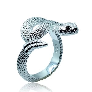 Gothic Punk White Cobra Snake Ring